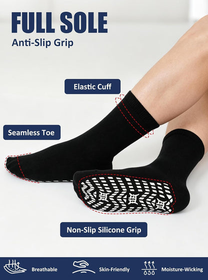 Non Slip Grip Socks: Grippy Socks Men Women Hospital Elderly