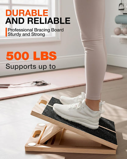 Portable Wooden Slant Board for Calf Stretching and Exercise, Adjustable Incline Wedge for Squats and Balance
